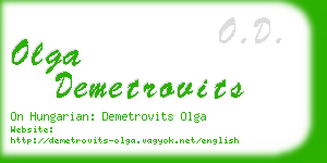 olga demetrovits business card